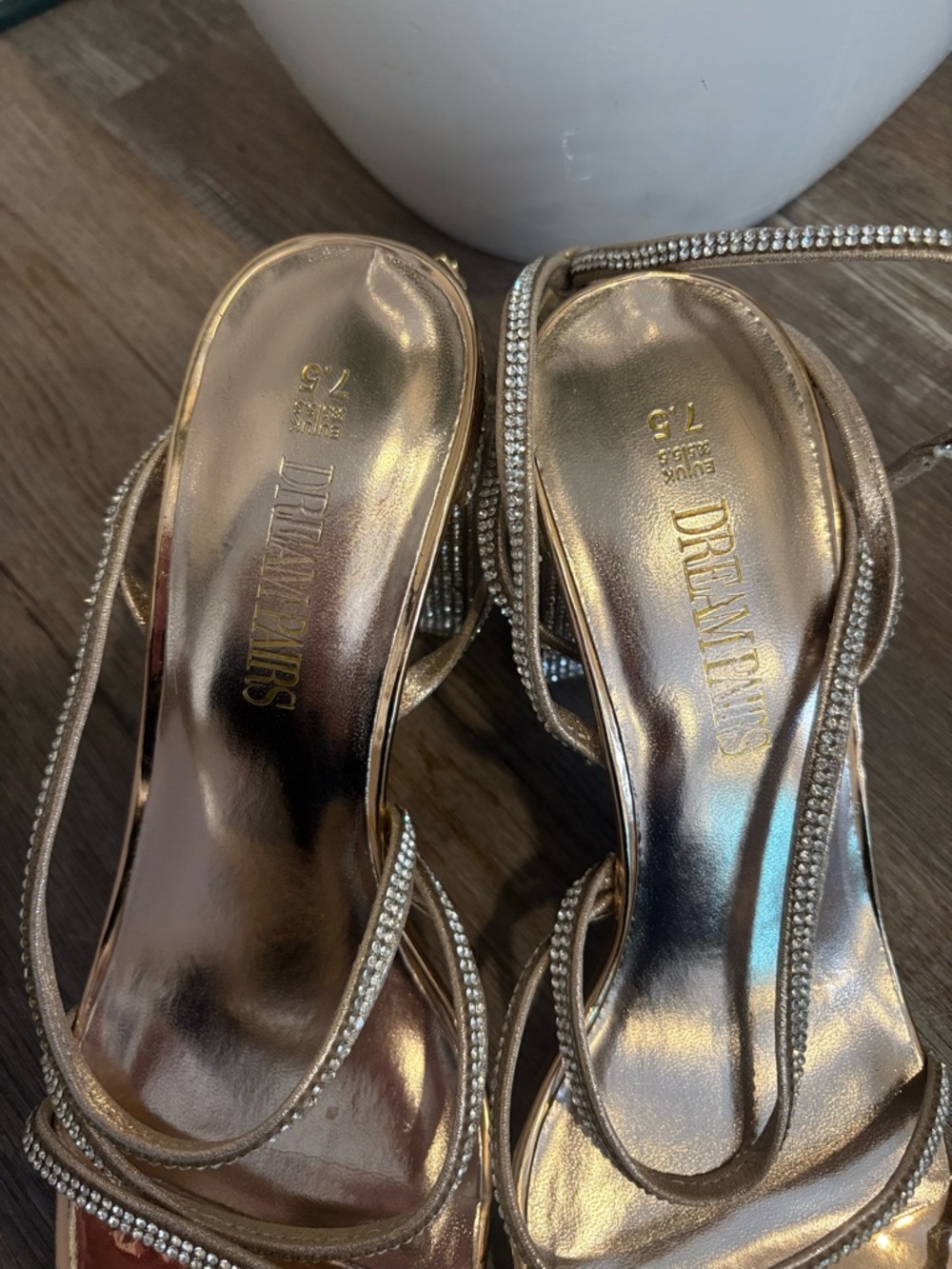 Dream Pairs Rose Gold Rhinestone Block Heel Sandal - Picture 6 of 7